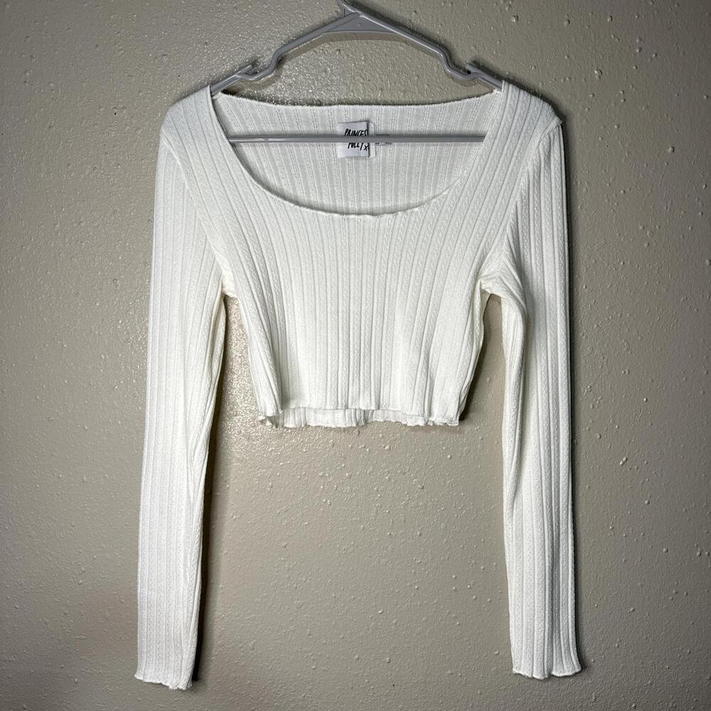 Princess Polly White long sleeve crop top